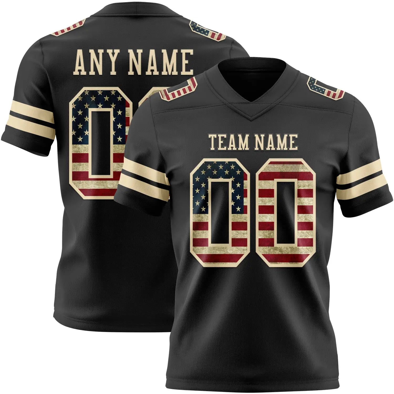 Custom Black Vintage USA Football Jersey